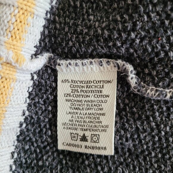 Cotton Country Sweater Womens Large Gray Cabin Style Striped Cuffs Slouchy - Picture 10 of 10